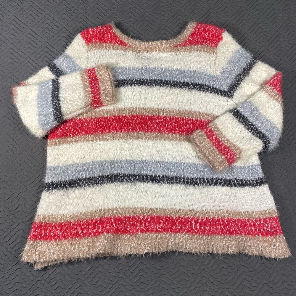 Cozy Fuzzy Lane Bryant Striped Tie Back Sweater Plus Size 26/28